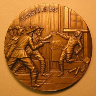 Monarchy / King D.  Filipe Iii / Revolution 1640 / Bronze Medal By Baltazar