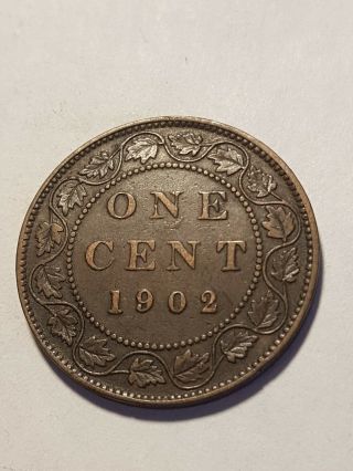 Canada 1 Cent 1902 Edward Vii Large Cent Copper Penny Coin