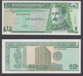 Guatemala 1 Quetzal 1996 (au - Unc) Crisp Banknote Km 97a
