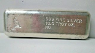Ga Golden Analytical.  999 Silver 10 Troy Ounce Poured Bar