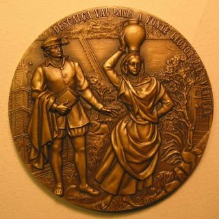 Camões And Leonor / Fourth Centenary Of The Death / Bronze Medal By C.  Antunes