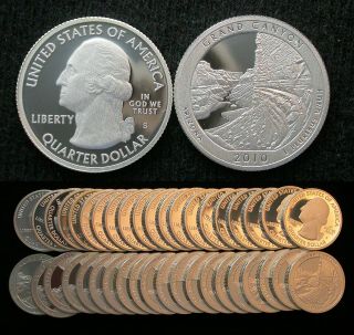 Roll Of 40 2010 - S Proof Grand Canyon National Park Arizona 90 Silver Quarters