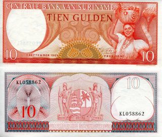 Suriname 10 Gulden Banknote World Money Currency South American Bill P121 Note