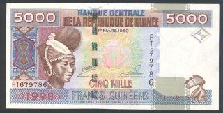 Guinea - 5000 Francs 1998 - Banknote Note - P 38 P38 (aunc)