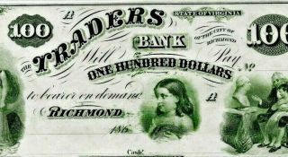 $100 " Traders Bank " (virginia) 1800 