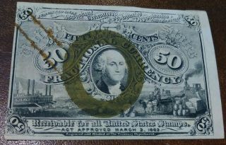 1863 Civil War Era 50 Cent 2nd Issue Fractional Currency Note Bill - Very Crisp