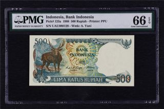 1988 Indonesia Bank Indonesia 500 Rupiah Pick 123a Pmg 66 Epq Gem Unc