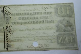1840 $10 Ten Dollars The Philadelphia and Reading Railroad Company Obsolete Curr 6
