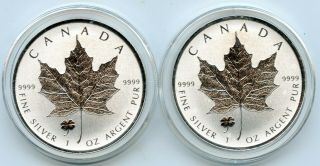 Reverse Proof Silver 2016 Canada $5 Maple Leaf 1 Oz Four Leaf Clover Privy