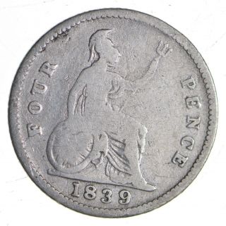 1839 United Kingdom 4 Pence - World Silver Coin 878