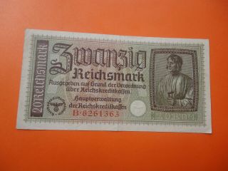 Ww2 Germany Occupation 20 Reichsmark Banknote
