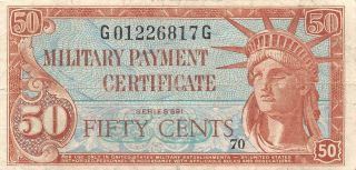 Usa / Mpc 50 Cents 1959 Series 591 Plate 70 Circulated Banknote M7