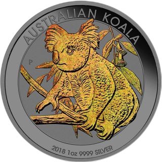 Australia 2018 1$ Australian Koala Gold Hologram 1 Oz Silver Coin 500pcs Limited