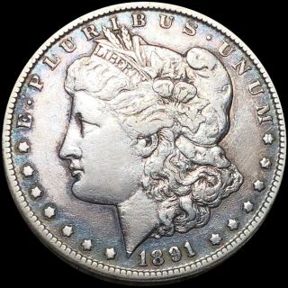 1891 - Cc Morgan Silver Dollar About Uncirculated Carson City $1 Collectible Nr