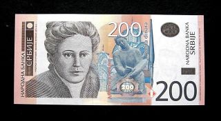 Serbia 200 Dinars 2013 Unc Replacement Banknote Rare Serial Number " Za "