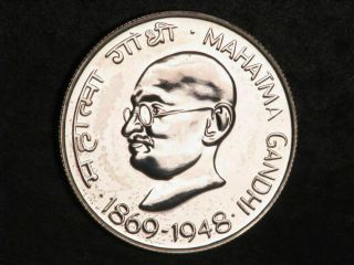 India 1969b 10 Rupees Ghandi Silver Proof - Mtg=9147