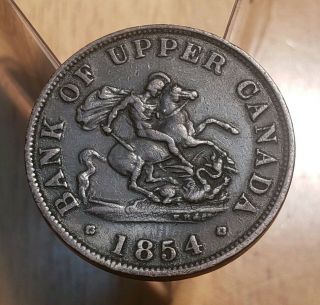 Canada 1854 Bank Of Upper Canada One Half Penny Token Breton 720 Pc - 5 - C1