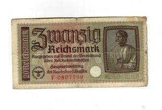 Xxx - Rare 20 Reichsmark 3 Reich Nazi Banknote Ww Ii In Ok C Swastika