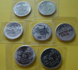 Russia Full Set 7 X 25 2014 2011 2012 2013 Rubles Olympic Winter Games