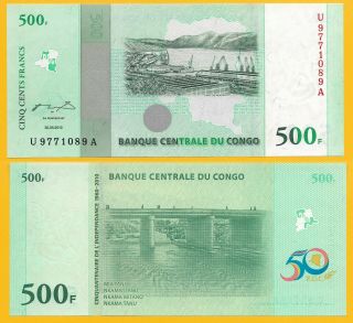 D.  R.  Congo 500 Francs P - 100 2010 Commemorative Unc Banknote