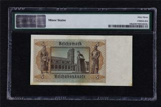 1942 Germany Reichsbanknote 5 Rentenbank Pick 186a PMG 63 Choice UNC 2