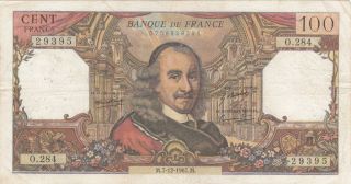 100 Francs Vg - Fine Banknote From France 1967 Pick - 149c