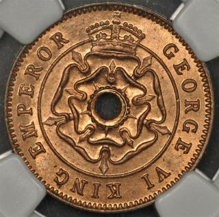 1944 Ngc Ms65rb Southern Rhodesia 1/2 Half Penny