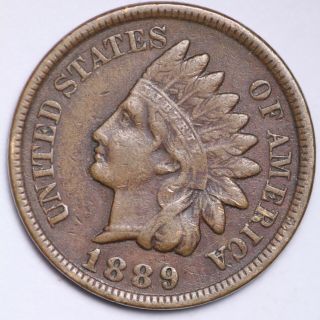 Xf Full Liberty 1889 Indian Head Cent Penny
