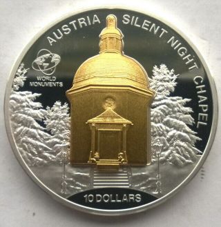 Cook 2014 Silent Night Chapel 5 Dollars 1oz Silver Coin,  Proof