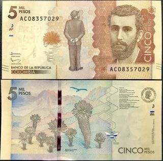 Colombia 5.  000 5000 Pesos 2016 / 2018 P 459 Date Unc