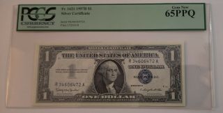 1957 Star $1 Silver Certificate Dollar Pcgs 65 Ppq Gem