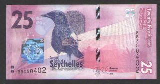 Seychelles 25 Rupees 2016 P 48 Uncirculated Prefix Bb
