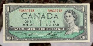 Bank Of Canada 1954 1 Dollar Banknote Lawson Bouey Combined