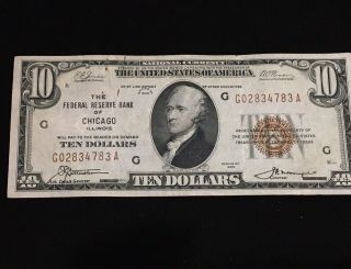 1929 $10 Chicago National Bank Note - Unc