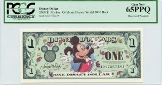 Disney Dollar 2000 A $1 Mickey (celebrating Disney World 2000) Pcgs Gem 65ppq