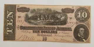 Feb 17 1864 Richmond Va Csa Confederate 10 Dollars $10 Note