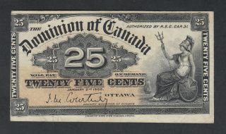 1900 Dominion Of Canada 25 Cents Bank Note Courtney