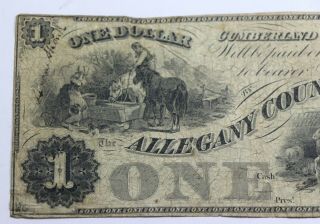 MD930 - 05 $1 One Dollar Allegany County Bank Cumberland MD Obsolete Currency 2