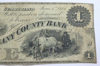 MD930 - 05 $1 One Dollar Allegany County Bank Cumberland MD Obsolete Currency 3