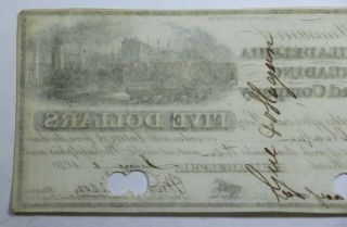 1840 $5 Five Dollars The Philadelphia and Reading Rail Road Company Currency 5