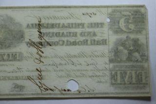 1840 $5 Five Dollars The Philadelphia and Reading Rail Road Company Currency 6