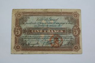 Banknote Belgium 5 Francs 1920 Gent B21 Bel127
