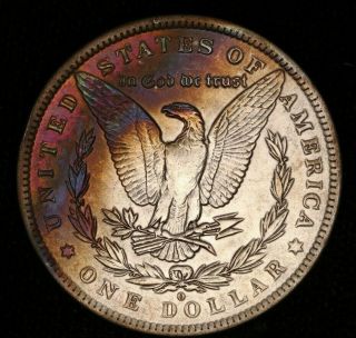 1884 - O $1 Morgan - Dark Rainbow - Toning Details (polished) 2
