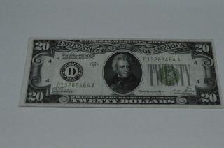 1928 D $20 Twenty Dollar Cleveland Federal Reserve Note Xf
