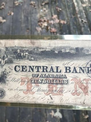 The Central Bank of Alabama Montgomery Ten Dollars 1856 ? BILL CURRENCY 3