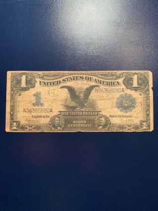 Bargain Series 1899 Black Eagle Large Size $1 Silver Cert Note Very Good