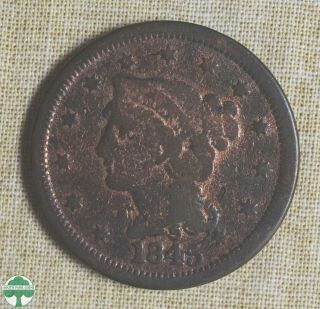 1845 Braided Hair Large Cent - Cleaned - Good Details