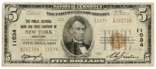 1929 $5 National Bank Note,  Bank & Trust Co.  Of York,  Small Size [4323.  04]