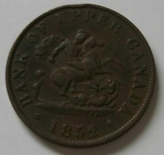 1852 Bank Of Upper Canada Half Penny Bank Token