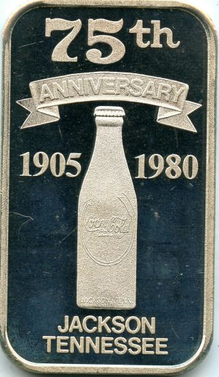 1905 - 1980 Jackson Tennessee 75th Anniversary Coca - Cola 1 Oz Bar